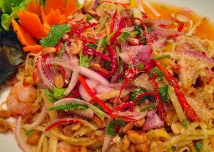 Thai salad with peanuts in raw food in bangkok
